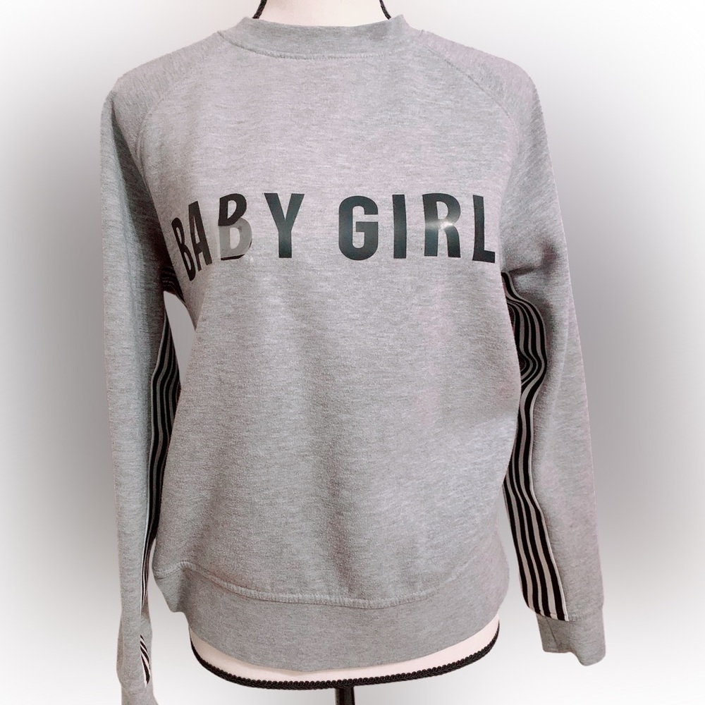 ‘Babygirl’ Logo Sweatshirt w/ B&W Striped Embroidery